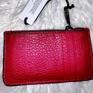 Aimee Kestenberg wallet card case leather zipper unisex red new tags